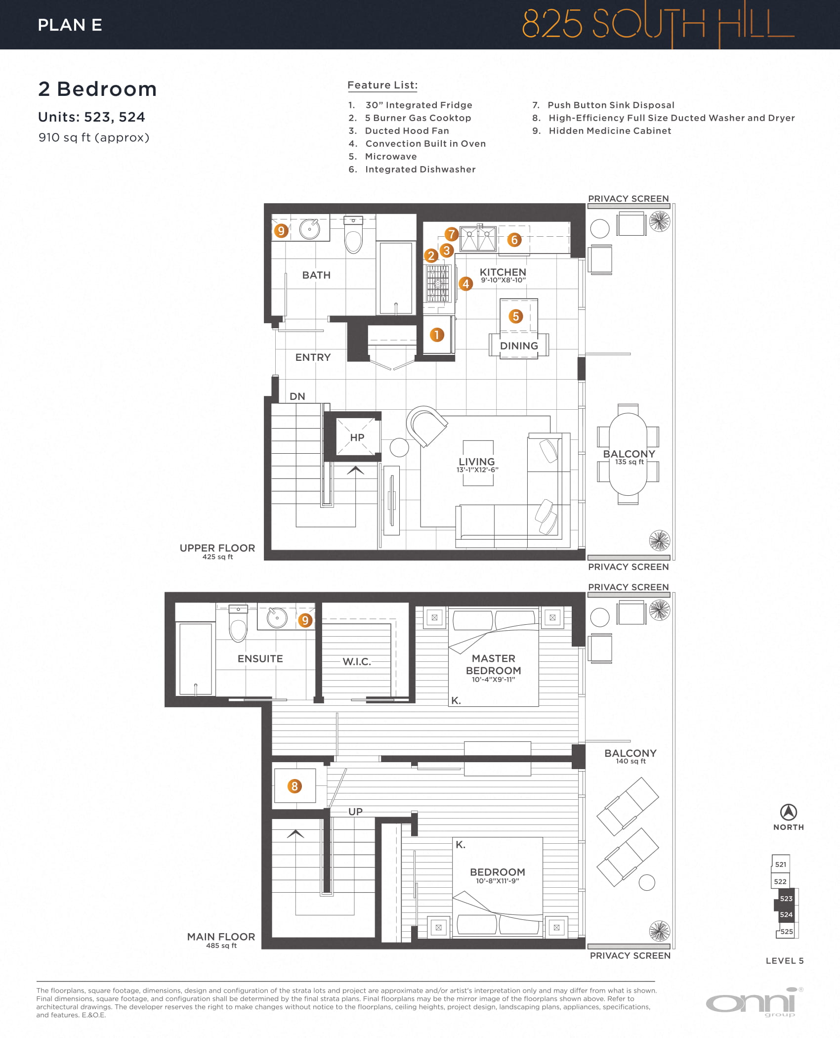 Floor plan for 2 beds, 2 baths, 910 sqft